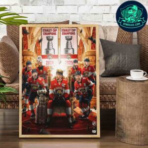 Back-To-Back Champions Florida Panthers NHL Stanley Cup 2025 Victory Artistic Wall Print