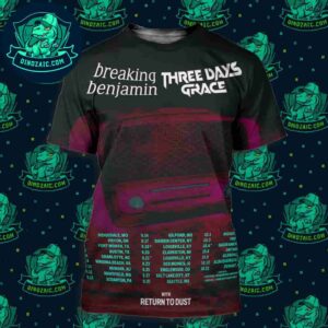 Breaking Benjamin Awaken The Fallen Tour 2025 With Three Days Grace And Retunr To Dust Dates List All Over Print T-Shirt