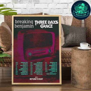 Breaking Benjamin Awaken The Fallen Tour 2025 With Three Days Grace And Retunr To Dust Dates List Decorative Poster Canvas