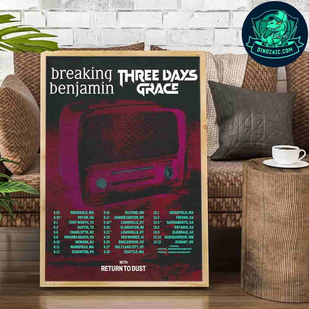 Breaking Benjamin Awaken The Fallen Tour 2025 With Three Days Grace And Retunr To Dust Dates List Decorative Poster Canvas Breaking Benjamin Awaken The Fallen Tour 2025 With Three Days Grace And Retunr To Dust Dates List Decorative Poster Canvas