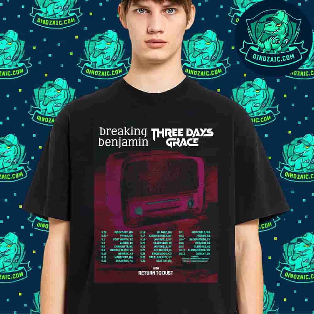 Breaking Benjamin Awaken The Fallen Tour 2025 With Three Days Grace And Retunr To Dust Dates List Unisex T-Shirt Breaking Benjamin Awaken The Fallen Tour 2025 With Three Days Grace And Retunr To Dust Dates List Unisex T-Shirt