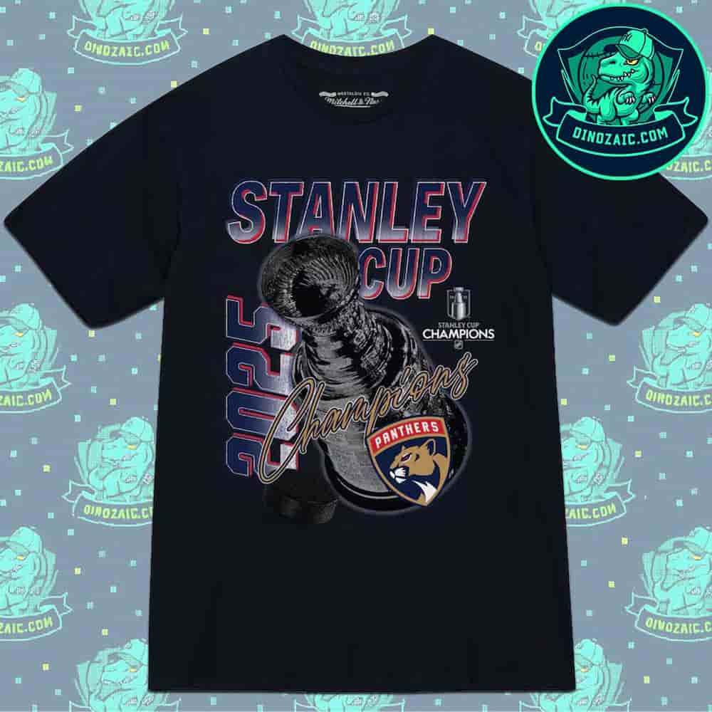 Florida Panthers Mitchell And Ness 2025 NHL Stanley Cup Champions Arch T-Shirt Florida Panthers Mitchell And Ness 2025 NHL Stanley Cup Champions Arch T-Shirt