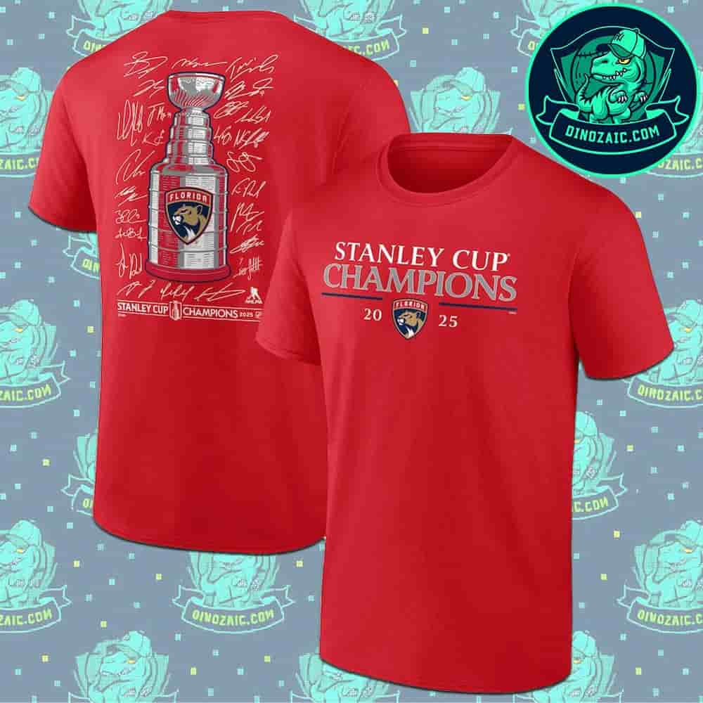 Florida Panthers Red Signature Roster Tee 2025 NHL Stanley Cup Champions Unisex T-Shirt Florida Panthers Red Signature Roster Tee 2025 NHL Stanley Cup Champions Unisex T-Shirt