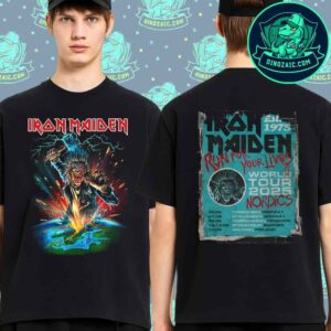 Iron Maiden Run For Your Lives 2025 World Tour Nordics Norway-Denmark-Sweden-Filand Two Sides Unisex T-Shirt