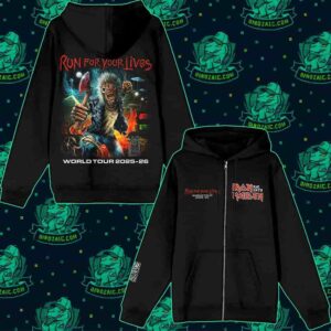 Iron Maiden Run For Your Lives World Tour 2025-26 Pull Over Zip Hoodie Shirt