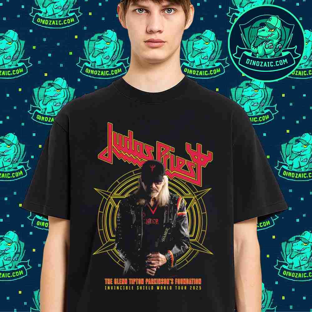 Judas Priest Glenn Tipton Shield Of Pain Invicible Shield World Tour 2025 Merchandise T-Shirt Judas Priest Glenn Tipton Shield Of Pain Invicible Shield World Tour 2025 Merchandise T-Shirt