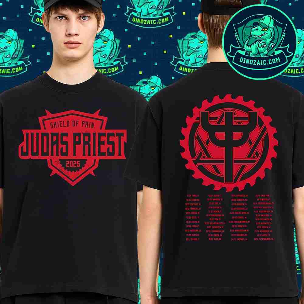 Judas Priest Shield Of Pain Tour 2025 Logo Merchandise Two Sides Unisex T-Shirt Judas Priest Shield Of Pain Tour 2025 Logo Merchandise Two Sides Unisex T-Shirt