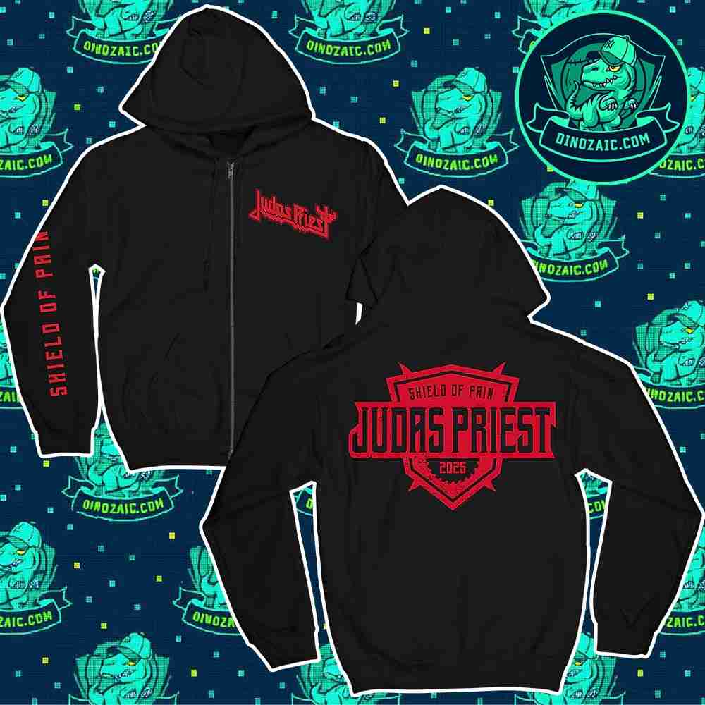 Judas Priest Shield Of Pain Tour 2025 Logo Merchandise Zip Hoodie Shirt Judas Priest Shield Of Pain Tour 2025 Logo Merchandise Zip Hoodie Shirt