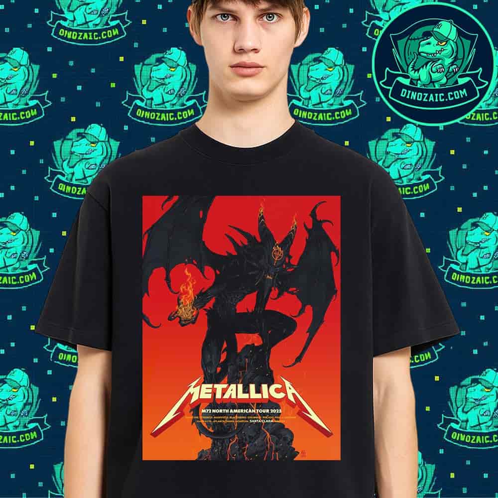 Metallica M72 Santa Clara California Pop-Up Shop Poster Lucifer Rising At Levi's Stadium On June 20-22 2025 Unisex T-Shirt Metallica M72 Santa Clara California Pop-Up Shop Poster Lucifer Rising At Levi's Stadium On June 20-22 2025 Unisex T-Shirt
