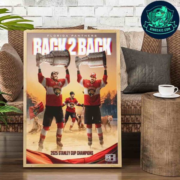 NHL History Made Florida Panthers Win Stanley Cup 2025 Back-To-Back Artistic Wall Print