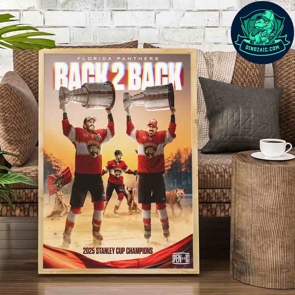 NHL History Made Florida Panthers Win Stanley Cup 2025 Back-To-Back Artistic Wall Print NHL History Made Florida Panthers Win Stanley Cup 2025 Back-To-Back Artistic Wall Print