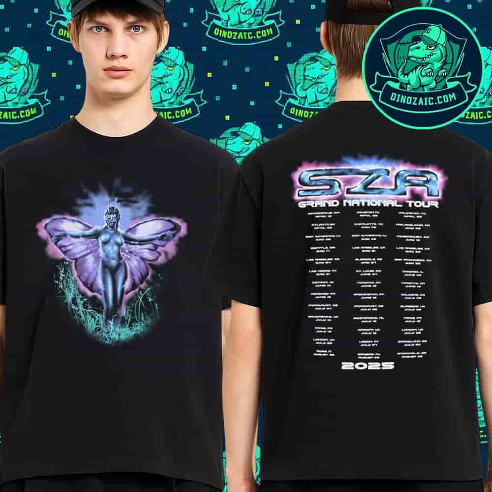 SZA Grand National Tour 2025 Airbrush Cities List Merchandise Two Sides Unisex T-Shirt SZA Grand National Tour 2025 Airbrush Cities List Merchandise Two Sides Unisex T-Shirt