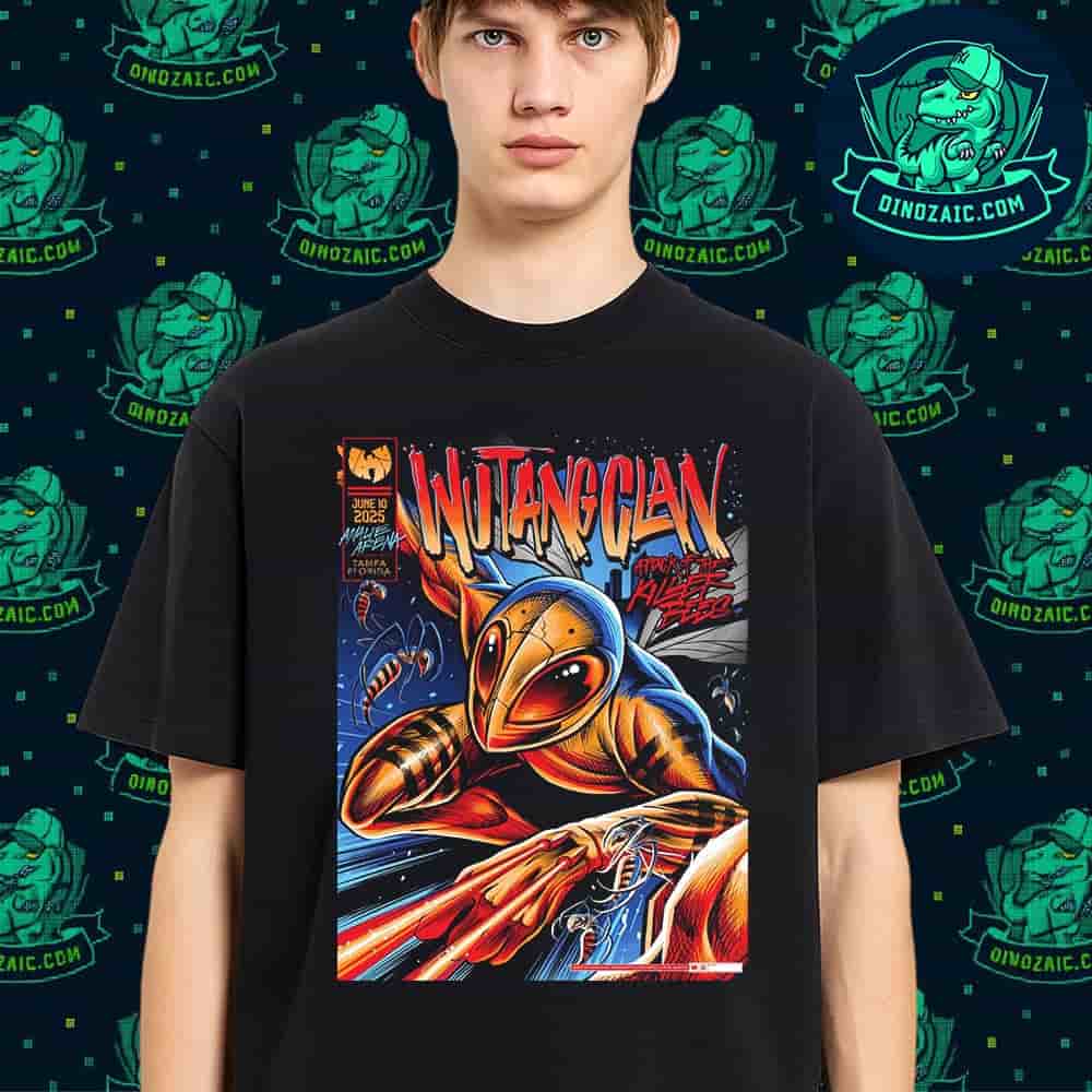 Wu Tang Clan Exclusive Poster In Tampa Florida On June 10 2025 At Amalie Arena Attack Of The Killer Bee Unisex T-Shirt Wu Tang Clan Exclusive Poster In Tampa Florida On June 10 2025 At Amalie Arena Attack Of The Killer Bee Unisex T-Shirt